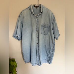 Vintage Harriton light blue denim button up shirt